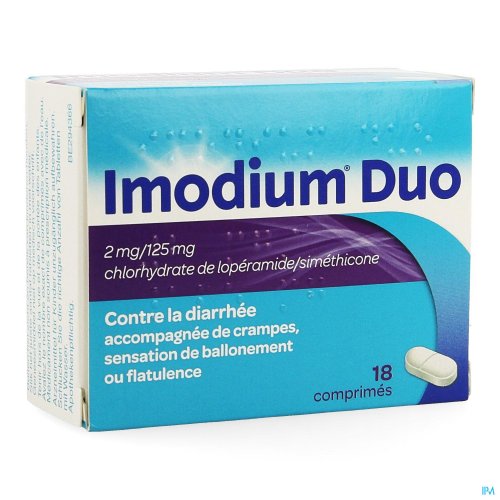 Les comprimés Imodium Duo sont utilisés chez les adultes et les adolescents de 12 ans et plus pour traiter la diarrhée de courte durée lorsqu'elle s'accompagne de crampes dans le ventre, de ballonnements et de gaz. Les comprimés contiennent deux ingrédien