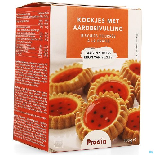 PRODIA GEVULDE KOEKJES AARDBEI 150G 5850