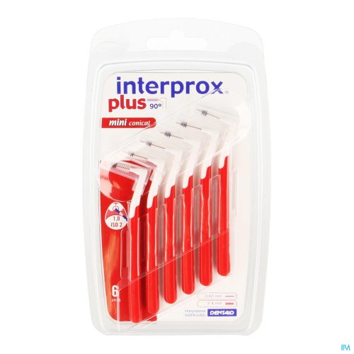 INTERPROX PLUS MINI CONISCH ROOD INTERDENTAL 6 1360 Voor de meest effectieve interdentale reiniging
Uit wetenschappelijk onderzoek blijkt dat interdentaal reinigen met interdentaal borsteltjes de meest effectieve resultaten geven.
Interdentaal borstels zijn effectiever dan floss, stokers of rubberst