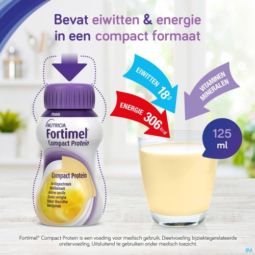 FORTIMEL COMPACT PROTEIN VANILLE FLESJES 4X125ML