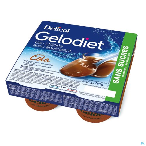 GELODIET GELWATER ZOETSTOF COLA POT 4X120G