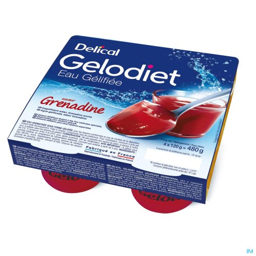 GELODIET GELWATER GESUIKERD GRENADINE POT 4X120G GELODIET GELWATER GESUIKERD GRENADINE POT 4X120G
