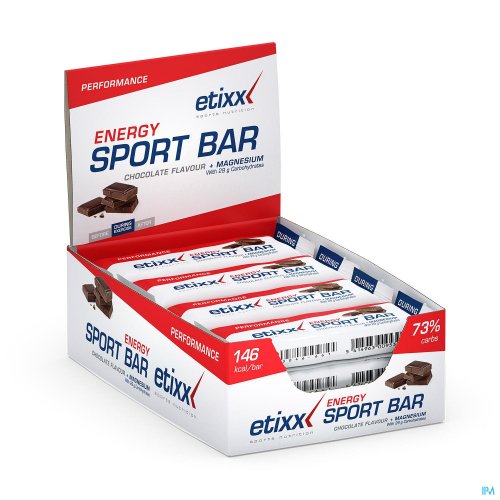 Etixx Energy Sport Bar Chocolate 12x40g Energy Sport Bar Een ideale brandstofbron voor duursporters.
Bevat koolhydraten voor langdurige energievoorziening tijdens inspanningen
Kan gebruikt worden als koolhydraatrijk tussendoortje
Laag in vetten en vezels en bijgevolg licht verteerbaar
Keu