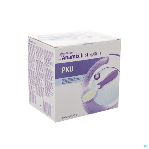 PKU Anamix first spoon convient pour la prise en charge diététique de la phénylcétonurie chez les enfants de 6 mois à 5 ans.

Denrée alimentaire en poudre pour nourrissons, consommable à la cuillère, très pauvre en phénylalanine et complété par des acid