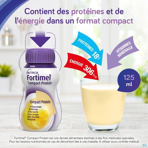 FORTIMEL COMPACT PROTEIN PECHE-MANGUE BOUTEILLES 4X125ML