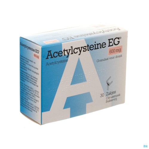 Acetylcysteine EG 600mg Granulaat Voor Drank Zakje 30x Acetylcysteine EG is een geneesmiddel voor het vloeibaar maken van slijmen
(lost slijmen op die bij aandoeningen van de ademhalingswegen worden gevormd) en voor het behandelen van chronische bronchitis (COPD - Chronic Obstructive Pulmonary Disease) welk