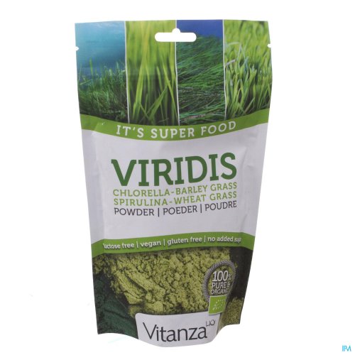 Viridis est un mélange de haute qualité de poudre de chlorelle, de poudre de spiruline, de poudre d’herbe de blé et de poudre d’herbe d’orge. C’est un aliment naturel et très complet, exempt d’additifs synthétiques, ce qui permet au corps de tirer un maxi