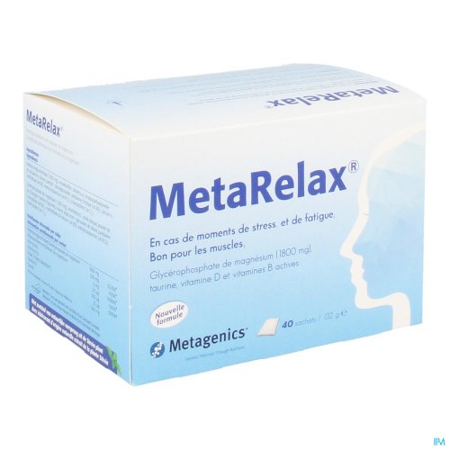 Grâce à sa composition spécifique, MetaRelax est idéal dans des moments de stress et de fatigue et il est bon pour les muscles.

MetaRelax® est un complément alimentaire à base de magnésium bien absorbable contentant du glycérophosphate de magnésium. Il