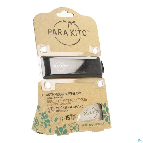 Para'kito Wristband Zwart Een innovatieve en stijlvolle bescherming tegen muggen voor elke gelegenheid
Het gekleurde en comfortabele bandje wordt geleverd met twee tabletten die een mengsel verspreiden van essentiële plantaardige oliën. Het wordt gedragen rond de pols of enkel en
