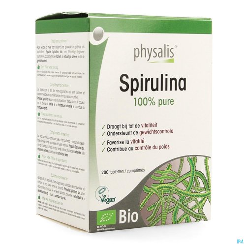 Voedingssupplement

Algen worden al meer dan duizend jaar gekweekt en gebruikt als voedselbron. Physalis Spirulina bio, een ééncellige felgroene zoutwateralg, draagt bij tot de vitaliteit, de natuurlijke afweer en tot de gewichtscontrole.

Drink 2 lit