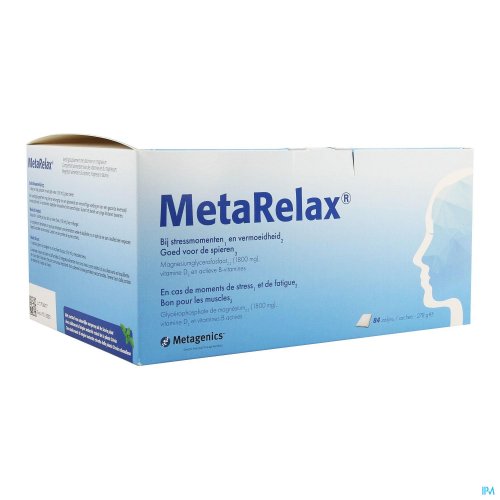 MetaRelax is dankzij zijn specifieke samenstelling ideaal om te gebruiken bij stressmomenten en vermoeidheid en is goed voor de spieren.

MetaRelax is een goed opneembaar magnesiumsupplement op basis van magnesiumglycerofosfaat, actieve B-vitamines en v