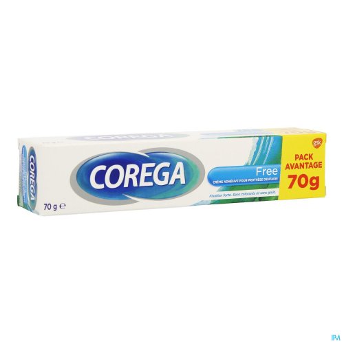Corega Free est élaboré pour vous offrir un maintien tout au long de la journée et présente un goût neutre ce qui ne vous empêchera pas de savourer vos repas.