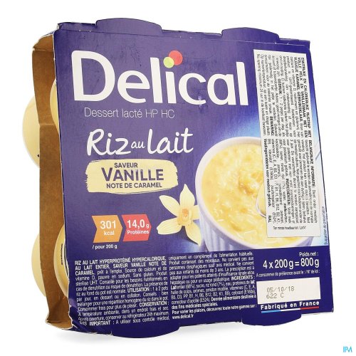 DELICAL RIZ LAIT VANILLE 4X200G