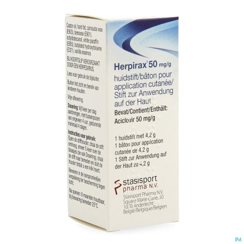 HERPIRAX 50MG/G HUIDSTIFT 1 X 4,2G HERPIRAX 50MG/G HUIDSTIFT 1 X 4,2G