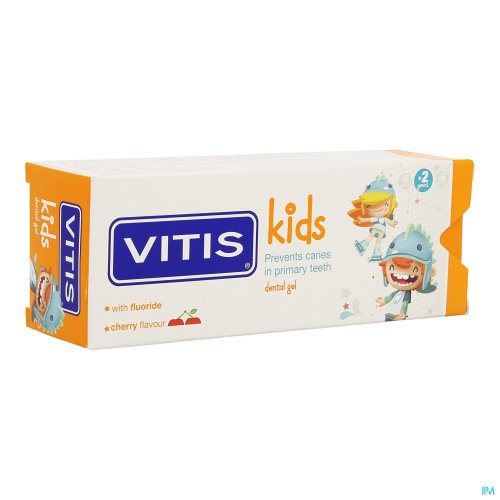 Le Gel dentaire VITIS Kids a été spécialement conçu pour prendre soin des dents de lait au moment où elles apparaissent. Le gel convient aux enfants à partir de 2 ans. Grâce à ses composants actifs – fluorure de sodium 0,221 % et xylitol 2,5 % - le Gel de
