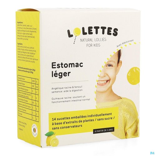 Les Lolettes sont des sucettes naturelles spécialement confectionnées pour les enfants. Lolettes estomac leger peut être utilisé en cas d'inconfort lors de voyages ou de crampes intestinales et favorise la digestion.