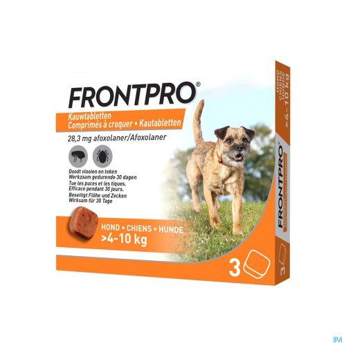 FRONTPRO 28MG >4-10KG HOND KAUWTABL 3 FRONTPRO 28MG >4-10KG HOND KAUWTABL 3