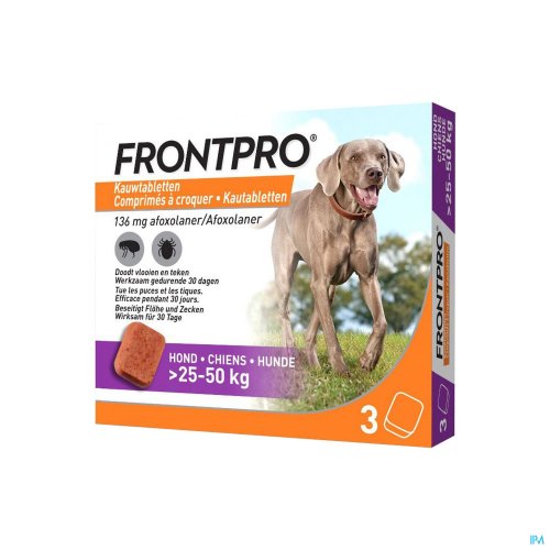 FRONTPRO 136MG >25-50KG HOND KAUWTABL 3